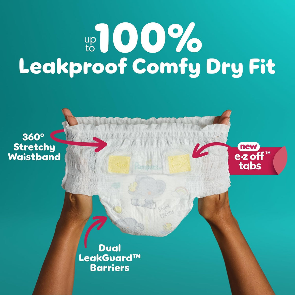 Pampers Diapers - Swaddlers 360° - Size 4, 19 Count, up to 100% Leakproof Comfy Dry Fit, Designed for Easy Changes, Pull On Baby Diaper