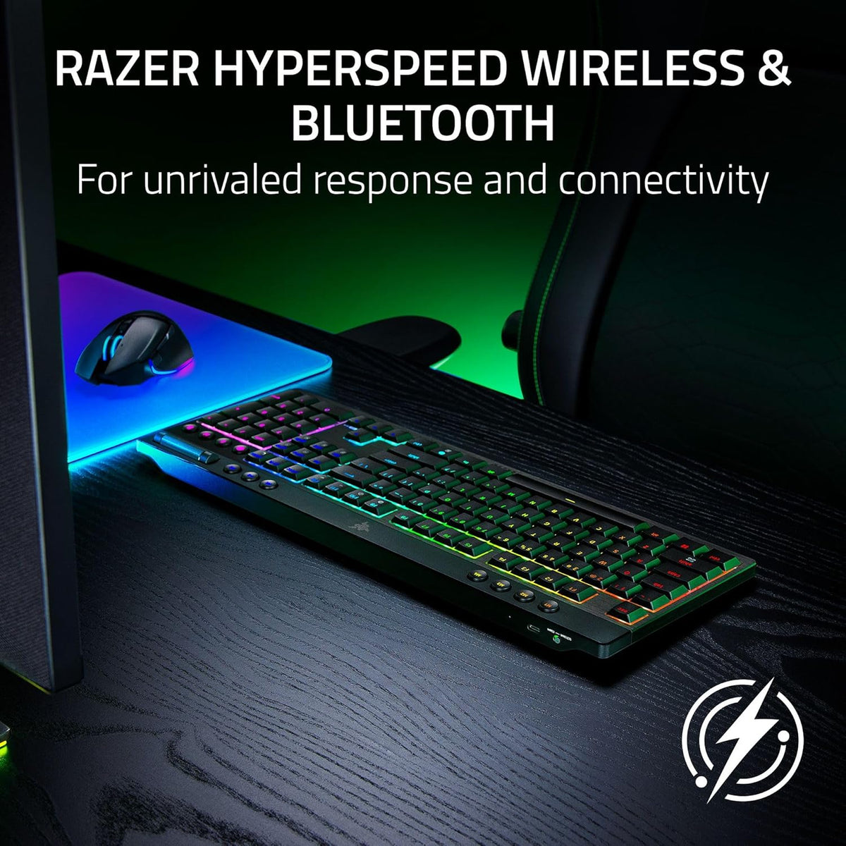 Razer BlackWidow V4 Low Profile HyperSpeed Wireless Mechanical Gaming Keyboard (Green Switch) — product image 3