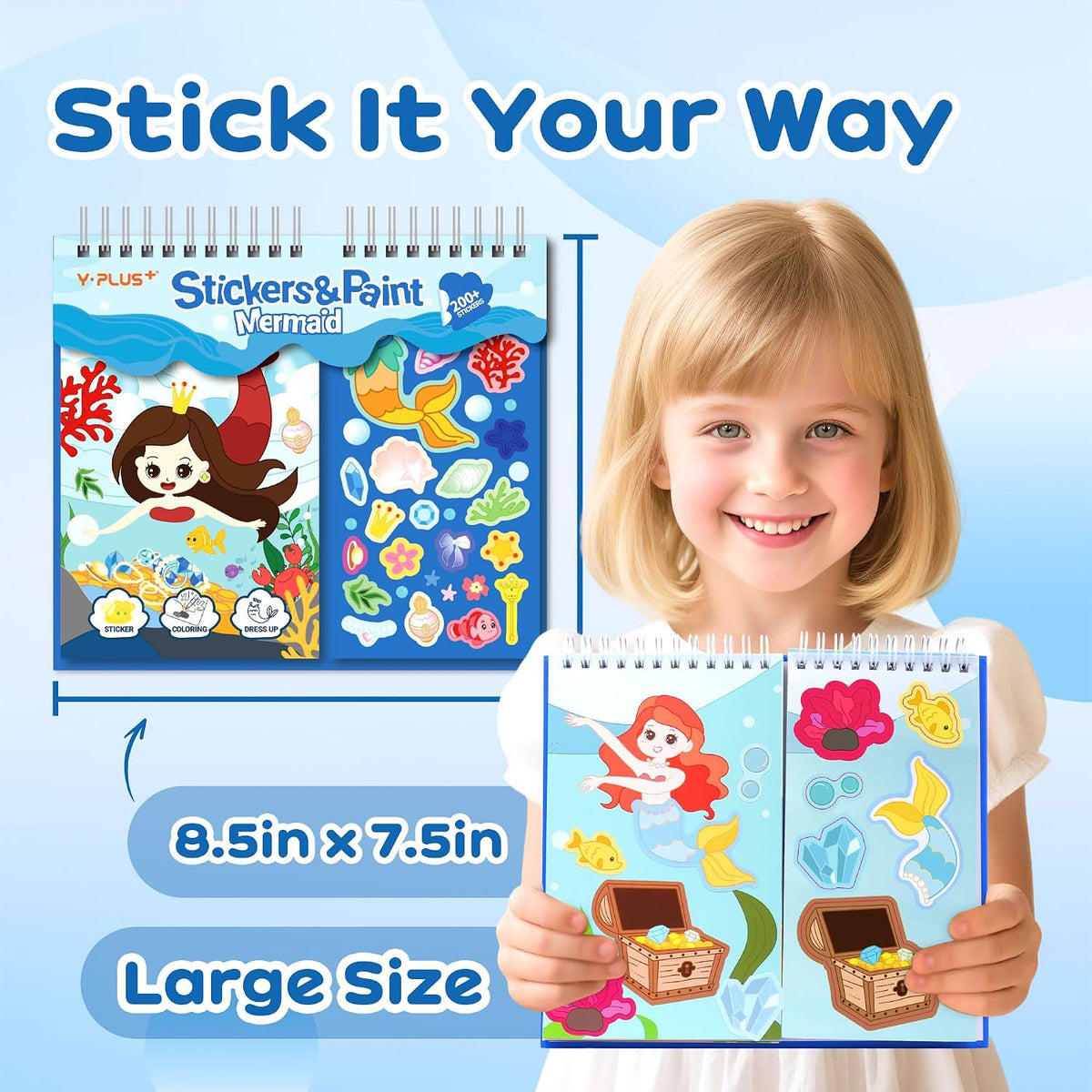 YPLUS Sticker & Paint Activity Book — Mermaid