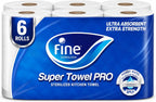 Fine Kitchen Super Towel Pro, 6 Rolls 60 Sheets x 3 Ply Paper Tissue. Packaging may vary — front product image