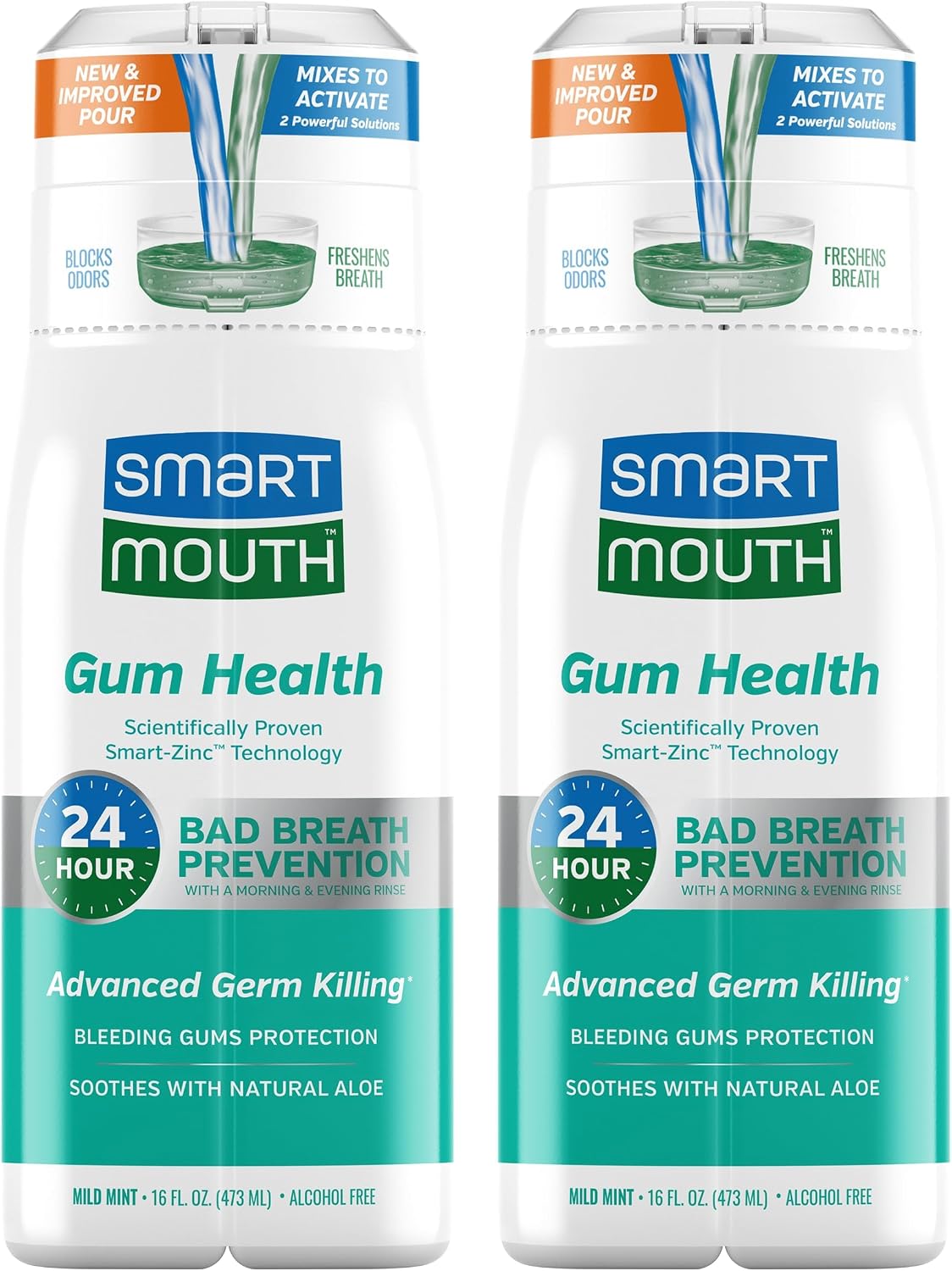 SmartMouth Gum Health Zinc Activated Mouthwash, 16 fl oz, 2-Pack — front product image