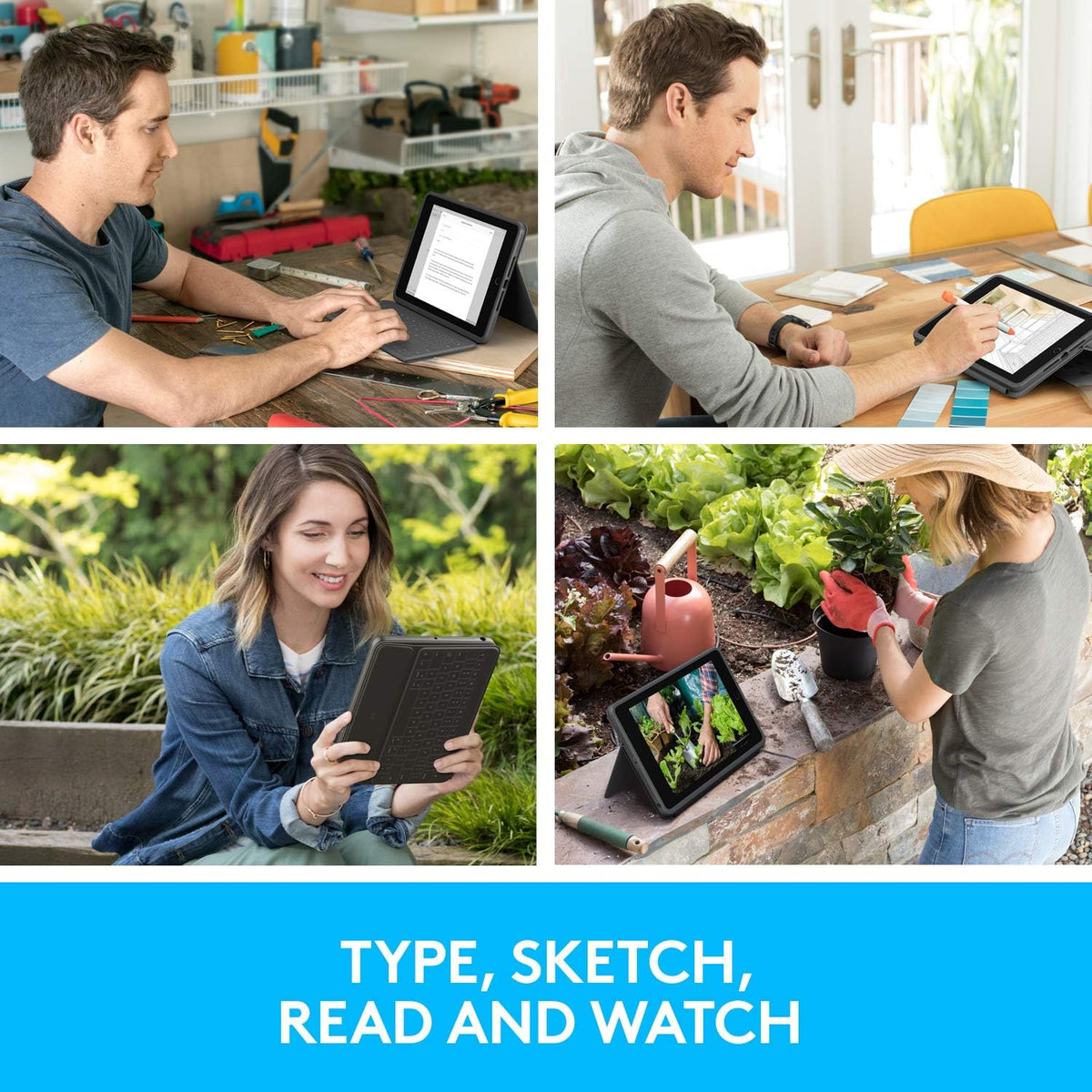 Logitech Rugged Folio Keyboard Case for iPad 7th / 8th / 9th Gen — Graphite