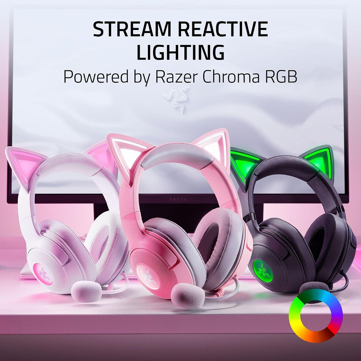 Razer Kraken Kitty V2 USB Wired Headset — White — product image 3
