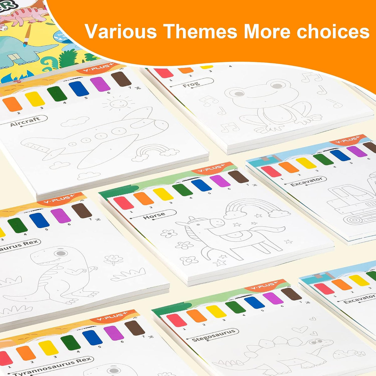 YPLUS Paint with Water Activity Books — The 5 themes