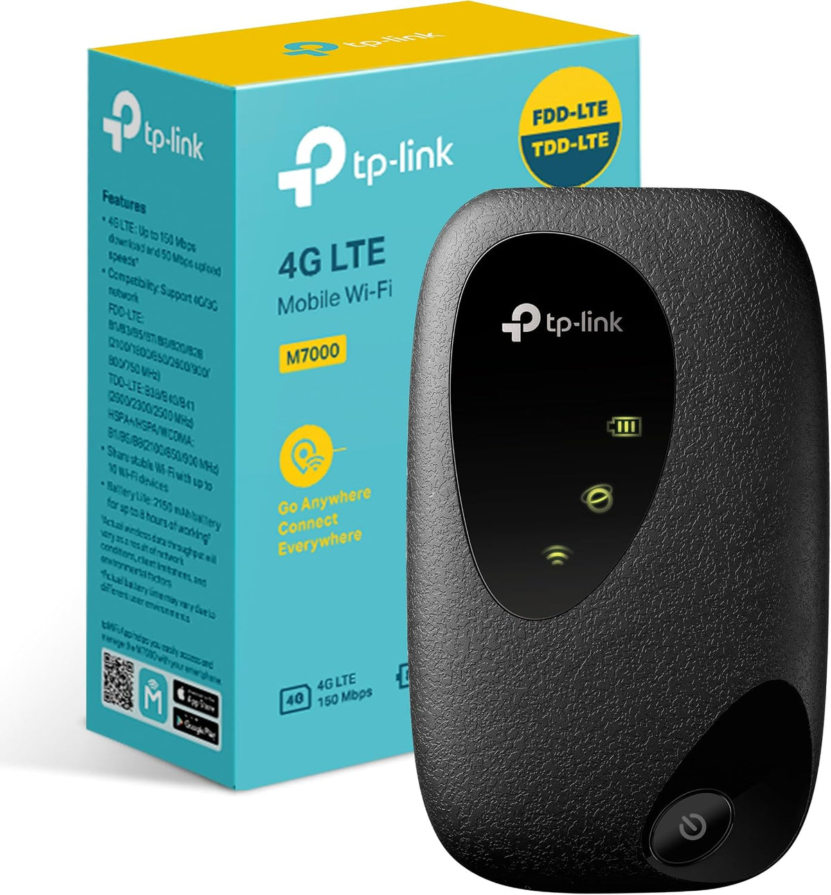 TP-Link M7000 4G mobiele draadloze router MiFi 4G Cat4 met 2000 mAh accu, 150 Mbps WiFi, tot 10 apparaten tegelijk