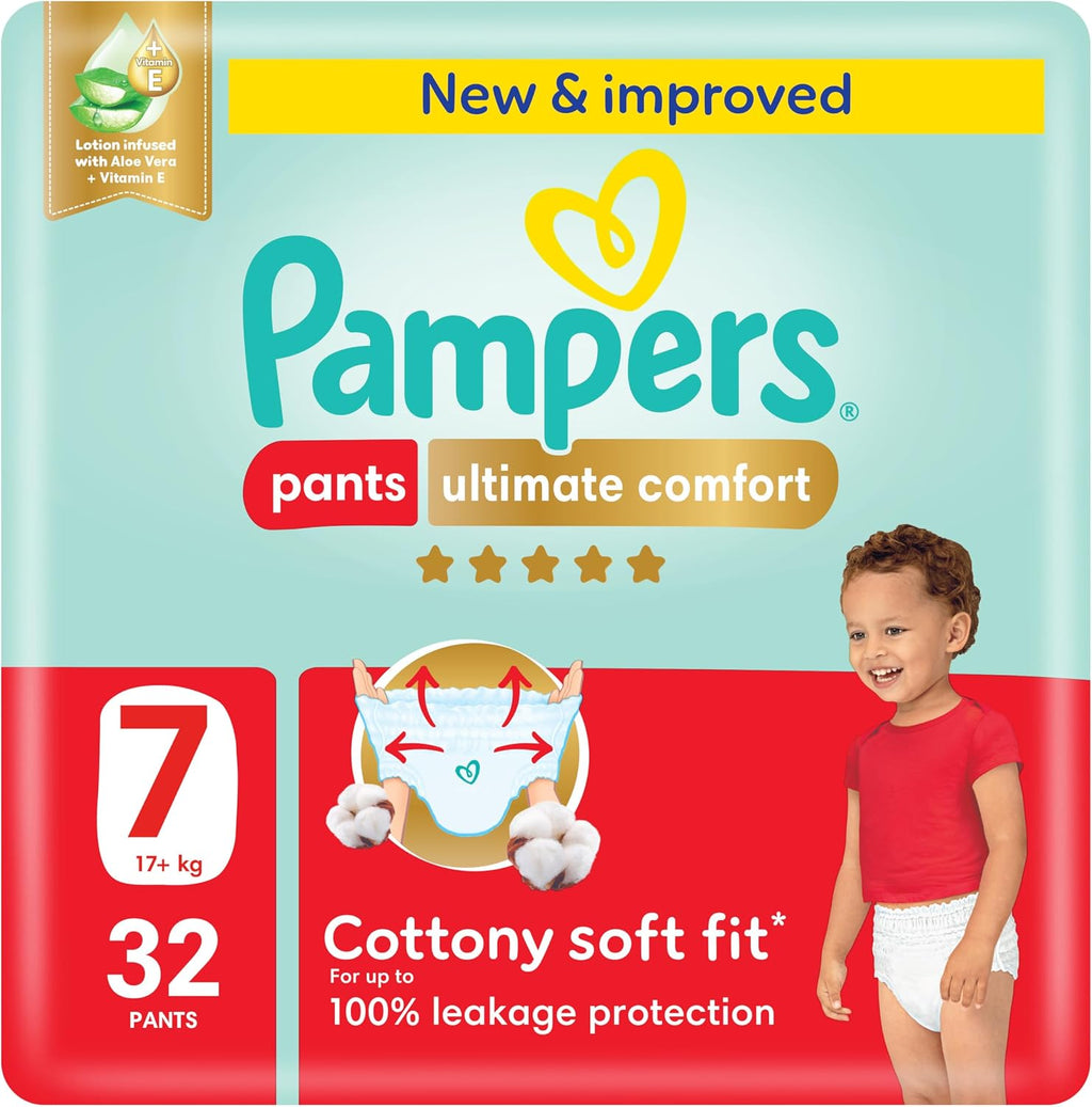 Pampers Ultimate Comfort Culotte Pants Diapers, Size 7, 17+kg SSP 32 Count