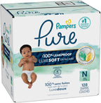 Pampers Diapers Size 0, 128 Count - Pure Protection Disposable Baby Diapers, Hypoallergenic and Unscented Protection, Enormous Pack (Packaging & Prints May Vary)
