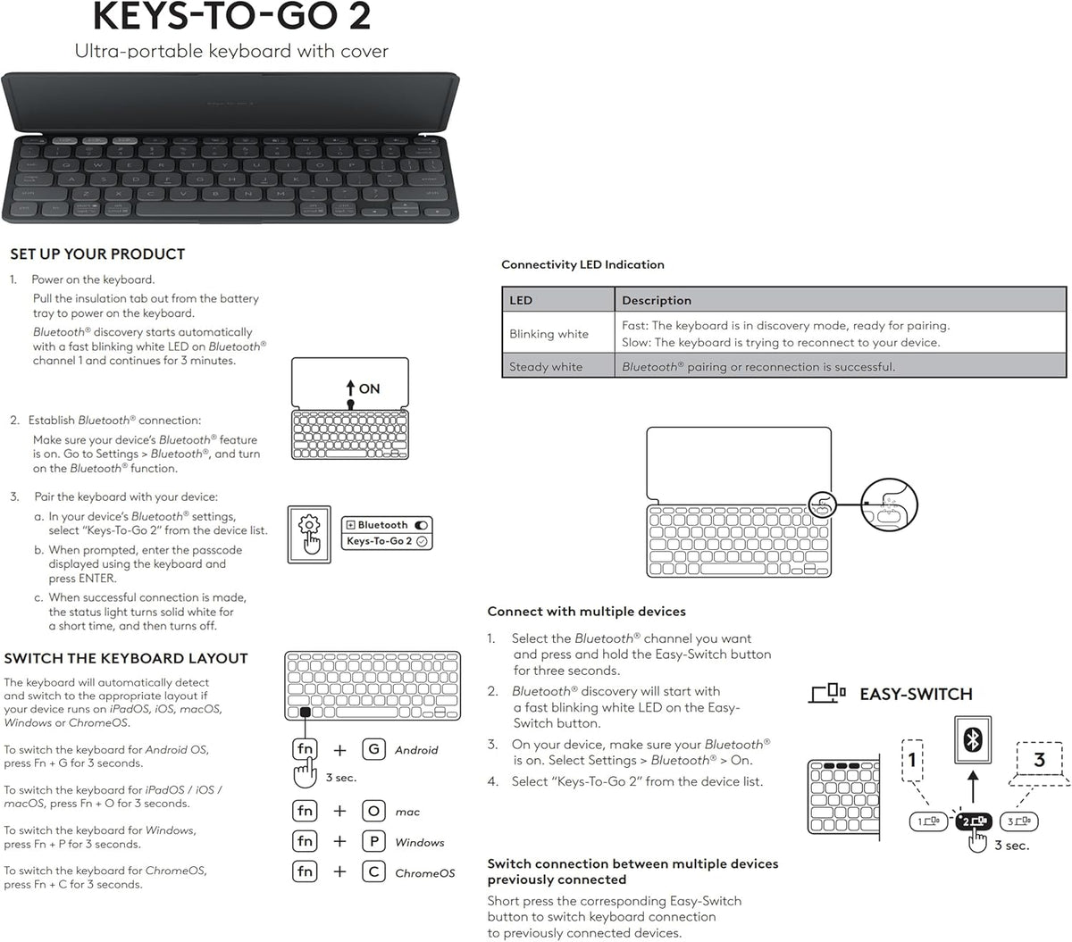 Logitech Keys-To-Go 2 Keyboard — Graphite
