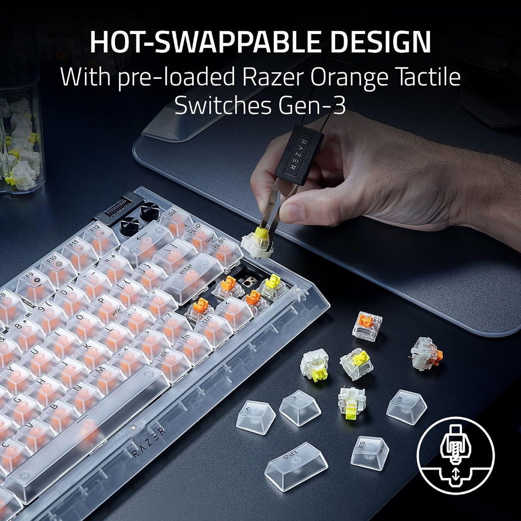 Razer BlackWidow V4 75% Mechanical Gaming Keyboard — Phantom White Edition — product image 2