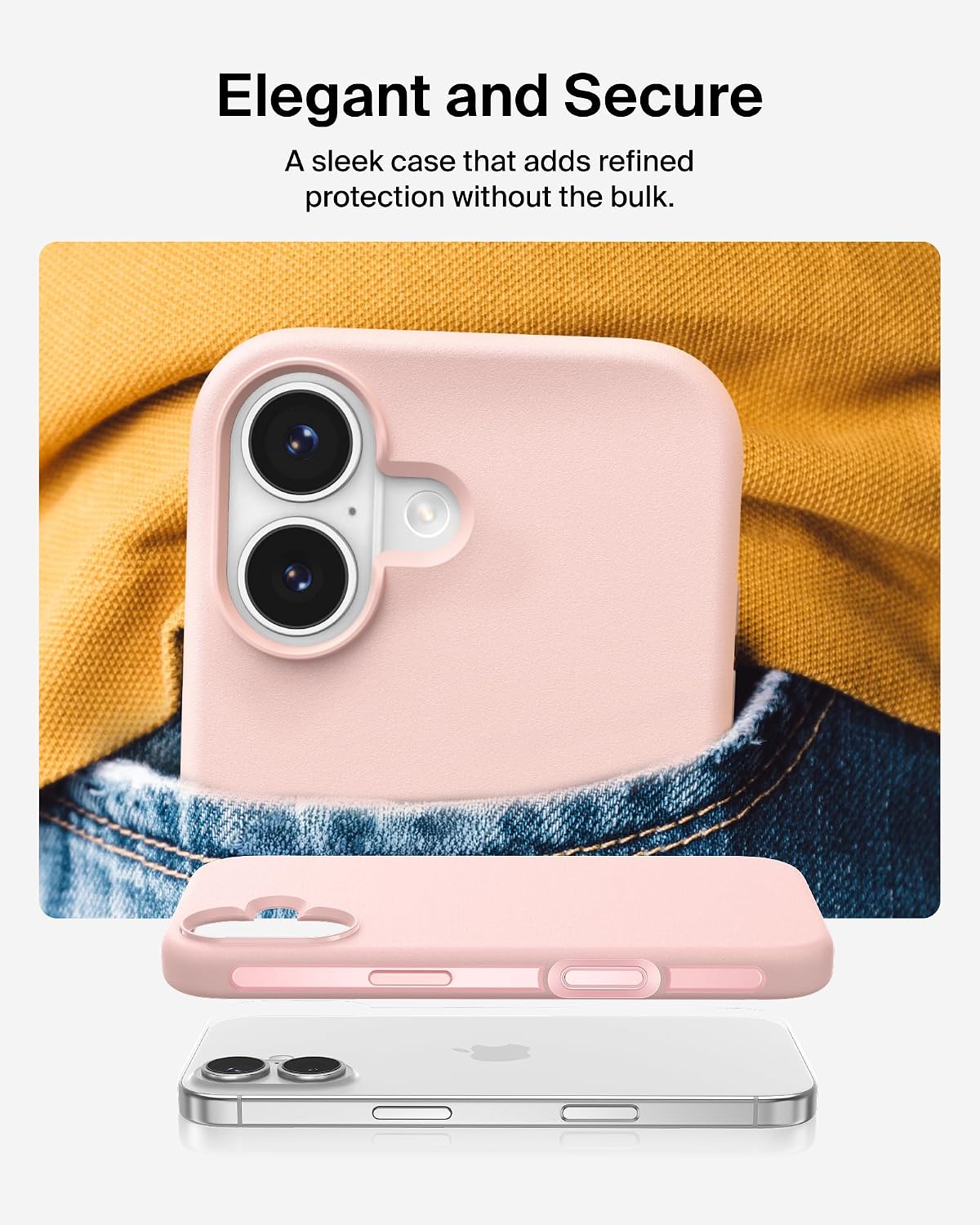 Belkin SheerForce Protect MagSafe Compatible iPhone 17 Case with Slim Design & Anti-Scratch Treated Coating - Magnetic, Transparent, & Shockproof Protective iPhone Case - Pink
