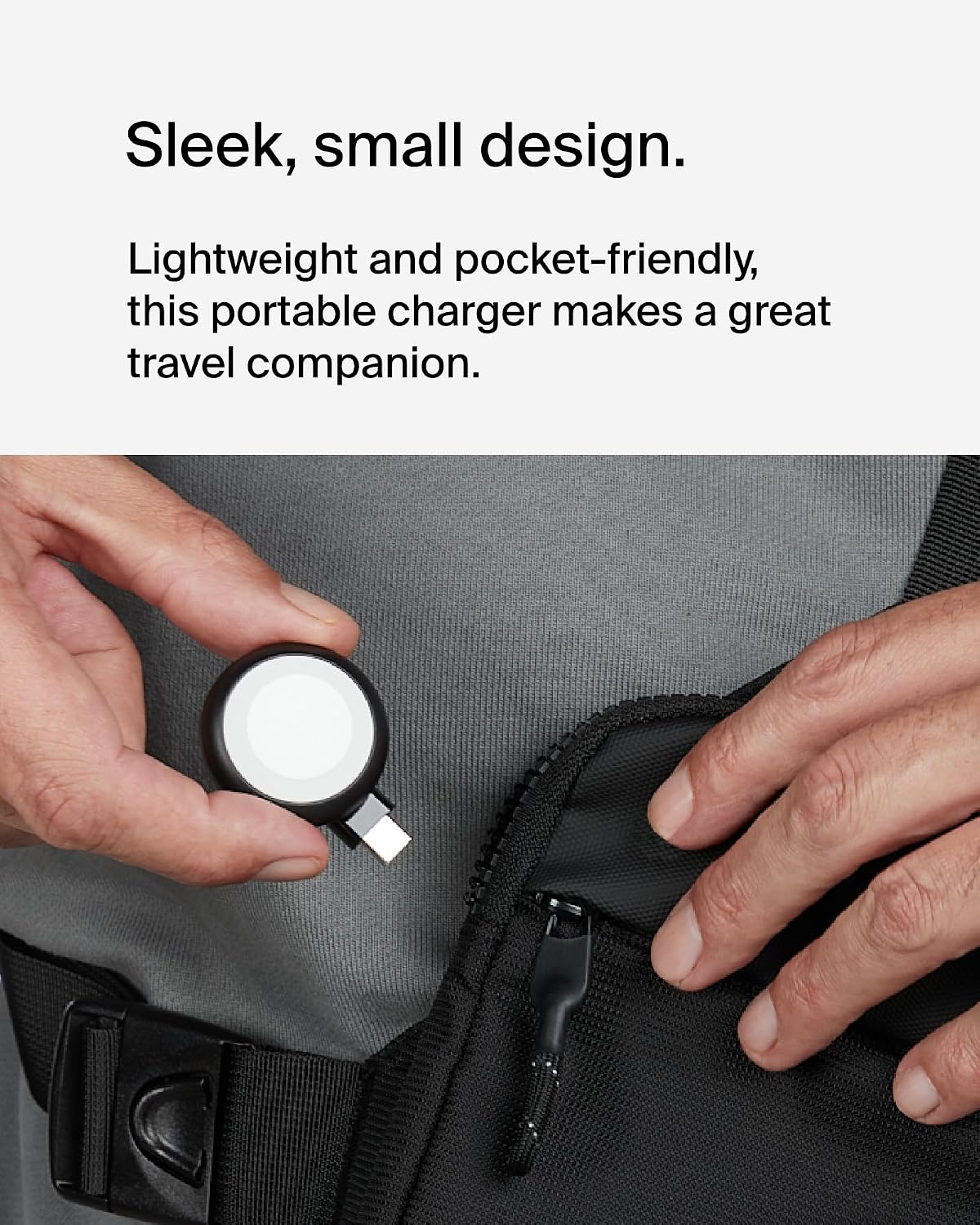 Belkin BoostCharge Portable USB-C Apple Watch Charger - MFi-Certified USB-C Charger for Apple Watch Series 9, Series 8, Series 7, Ultra, & More - Compatible w/MacBook, iPhone 15, & More - Black