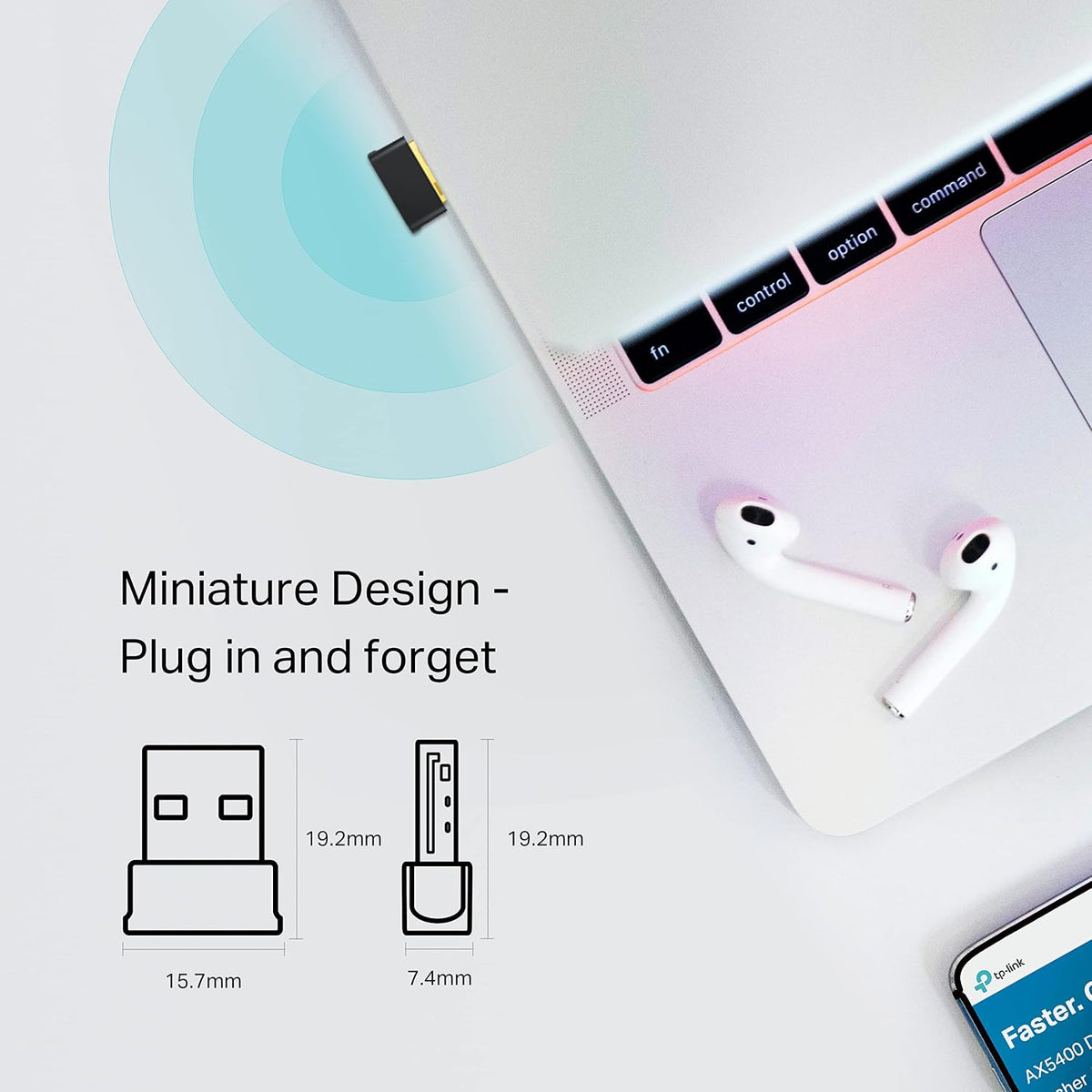TP-Link AC600 Nano Wi-Fi Bluetooth 4.2 USB Adapter, Dual Band Wireless, Supports Windows 11/10/8.1/8/7 for Wi-Fi, Windows 11/10/8.1/7 for Bluetooth, WPA3 Security, Plug and Play (Archer T2UB Nano)