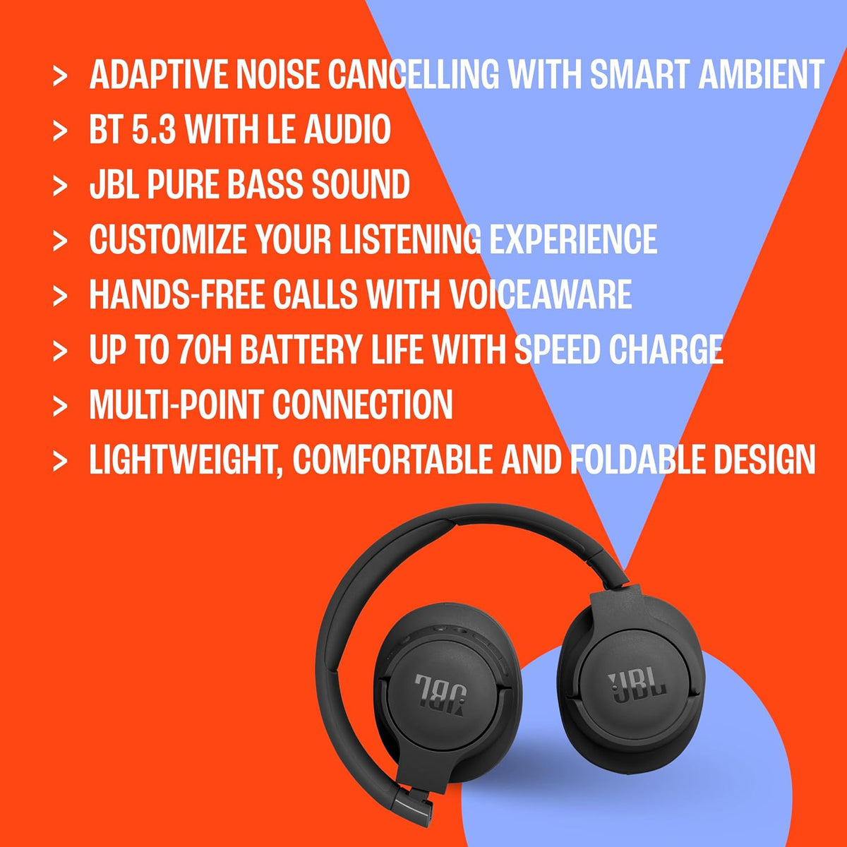 JBL Tune 770NC Wireless Noise Cancelling Headphones — Black