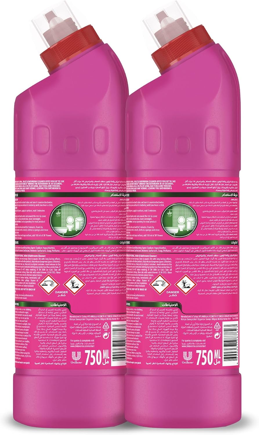 JIF Power Bleach Bathroom Cleaner, Floral, kills 99.9% germs, 750ml x 2 — additional product view 2