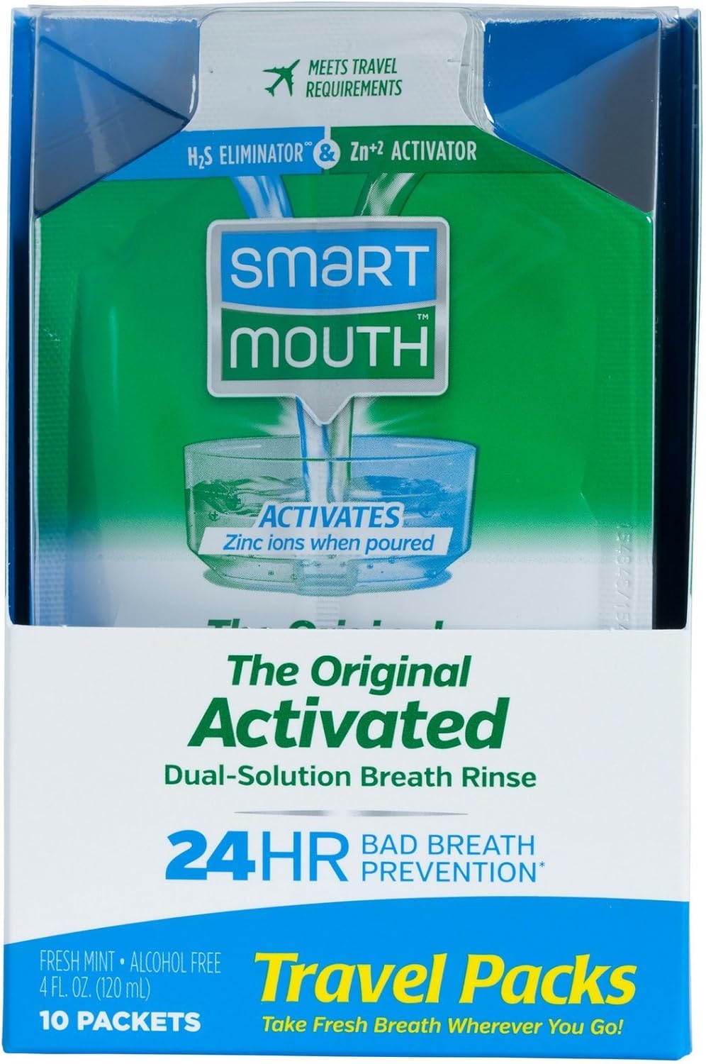 SmartMouth Mouthwash Packets, Clean Mint, 10 Count — front product image