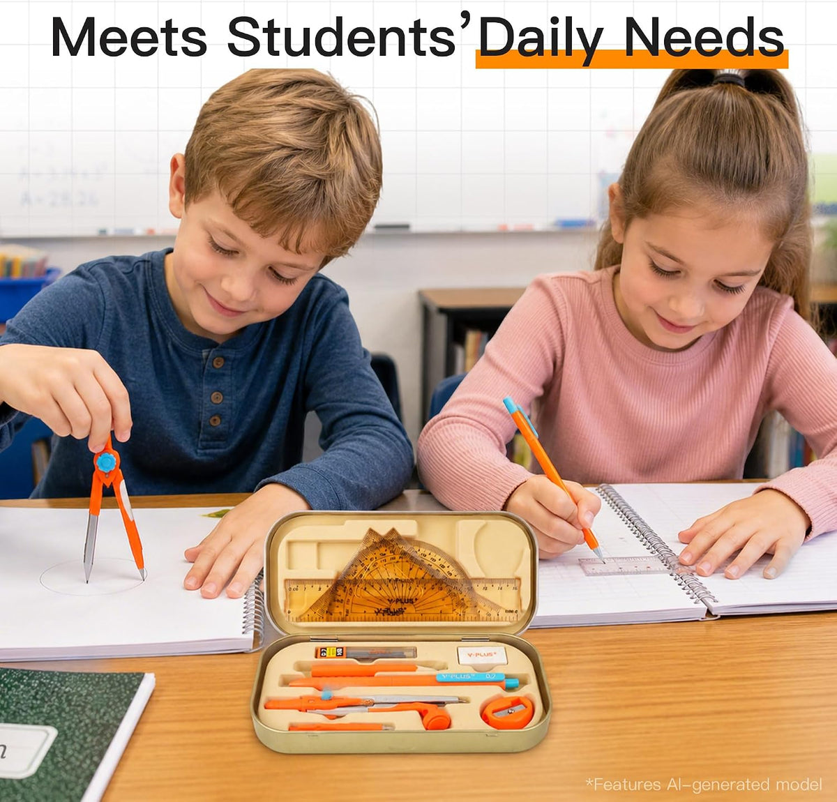 YPLUS Geometry Set with Storage Tin — 11 Pieces