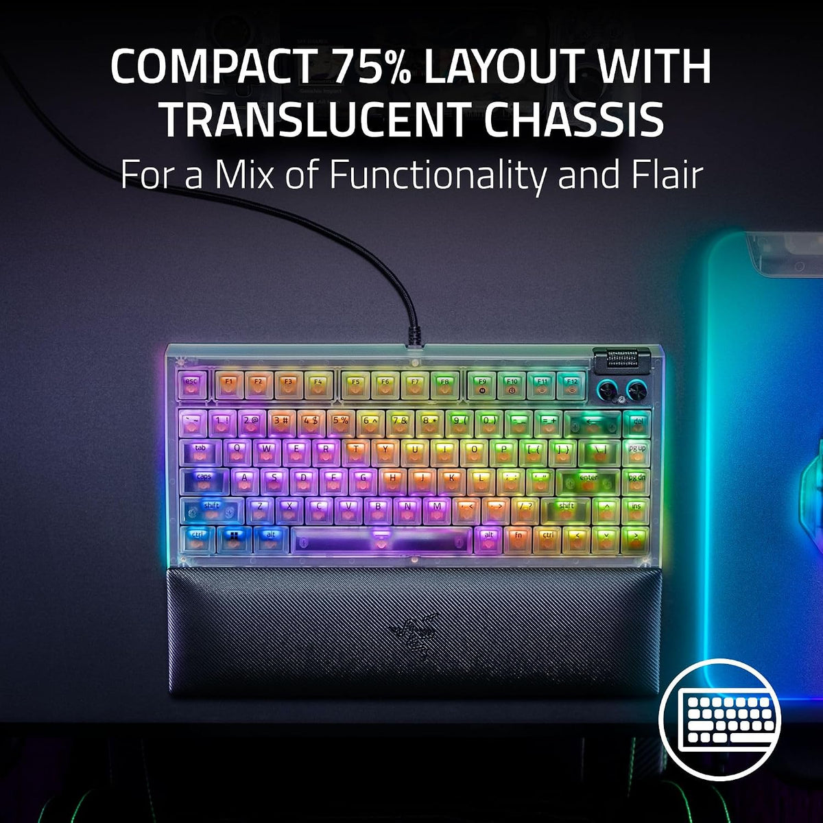 Razer BlackWidow V4 75% Mechanical Gaming Keyboard — Phantom White Edition — product image 3