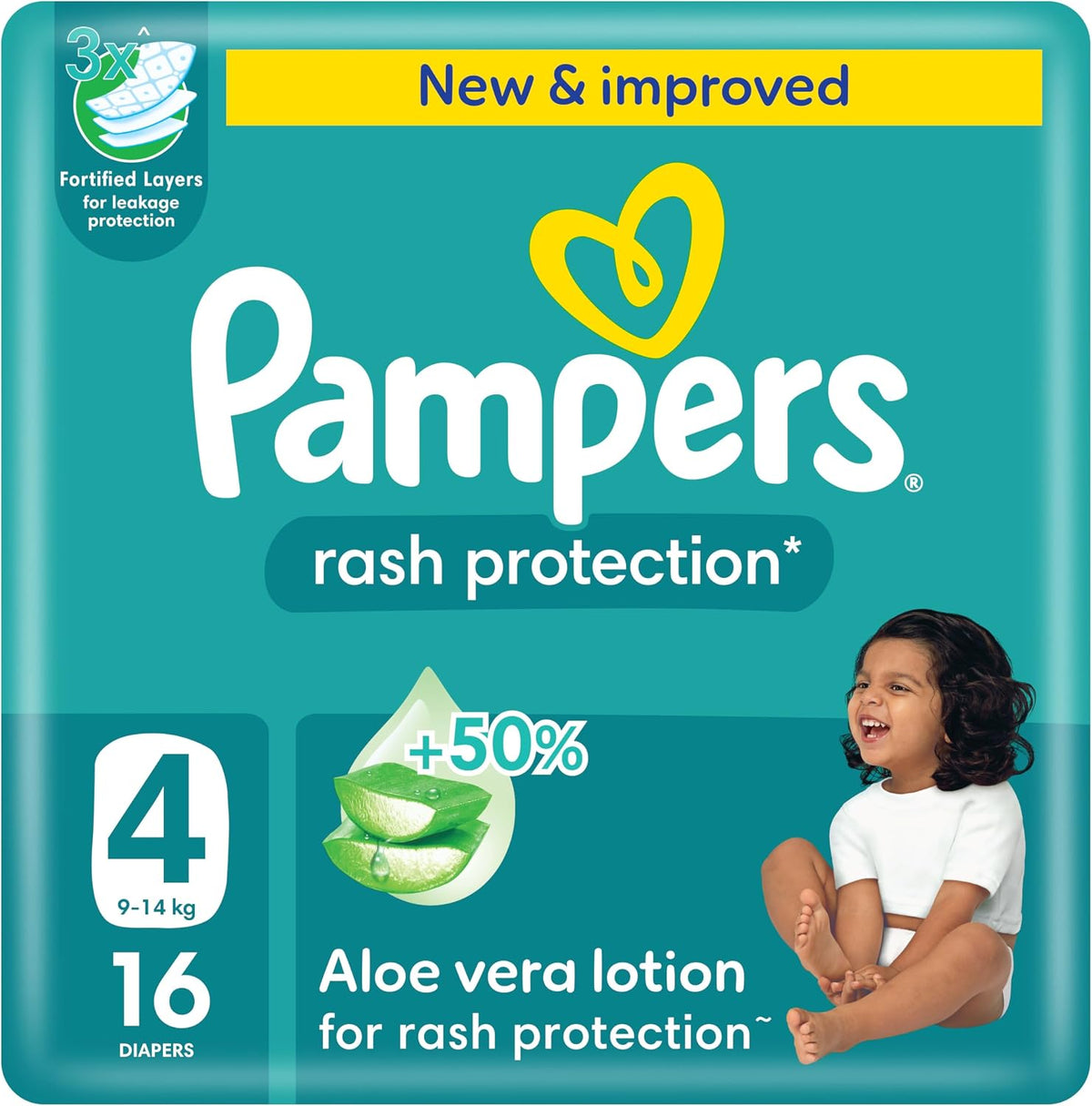 Pampers Rash Protection Taped Diapers, Size 4, 9-14kg, Carry Pack, 21 Count