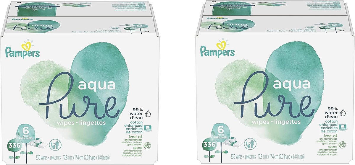 Pampers Aqua Pure 6X Pop-Top Sensitive Water Baby Wipes, 672 Count