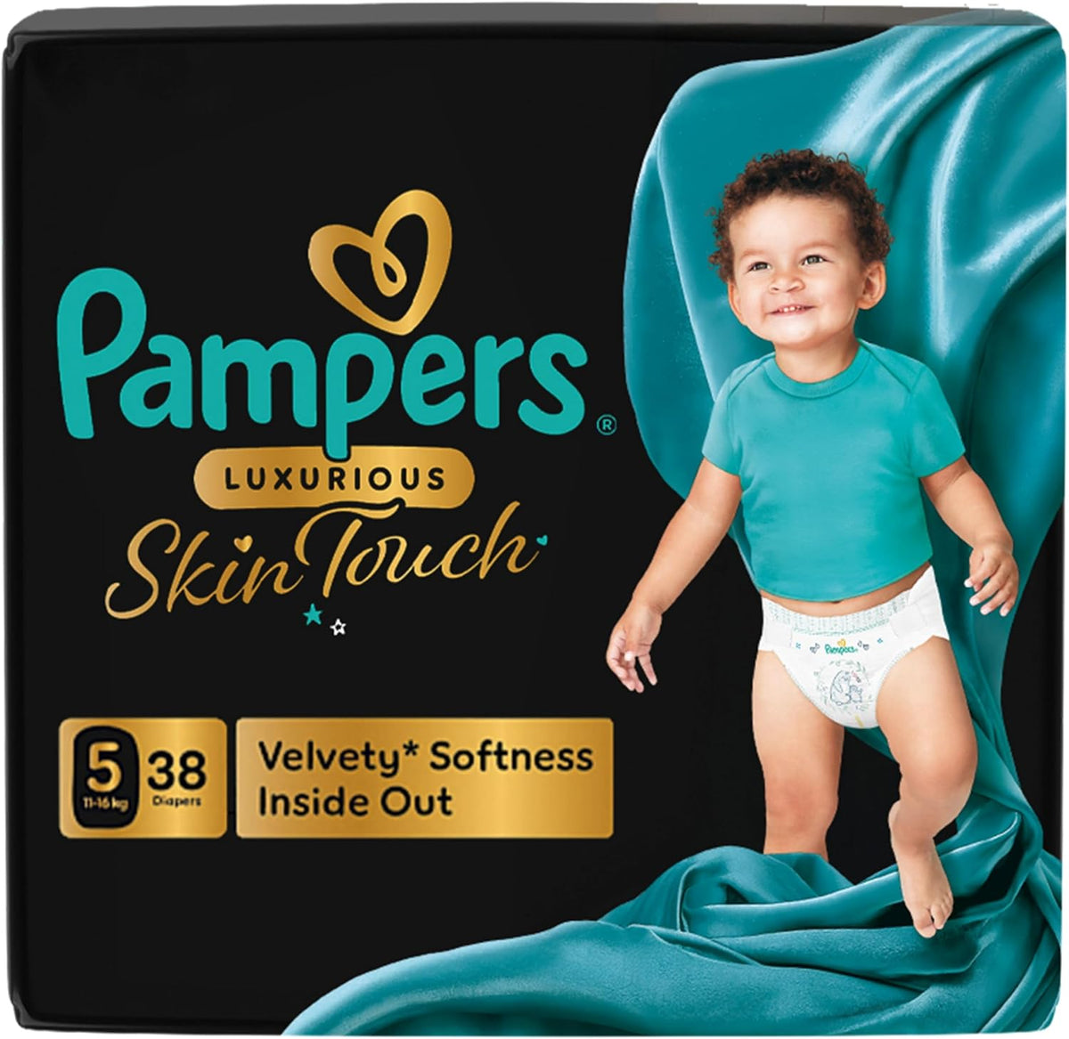 Pampers Luxurious Skin Touch Premium Diapers 11-16kg Size 5,38 for Toddlers