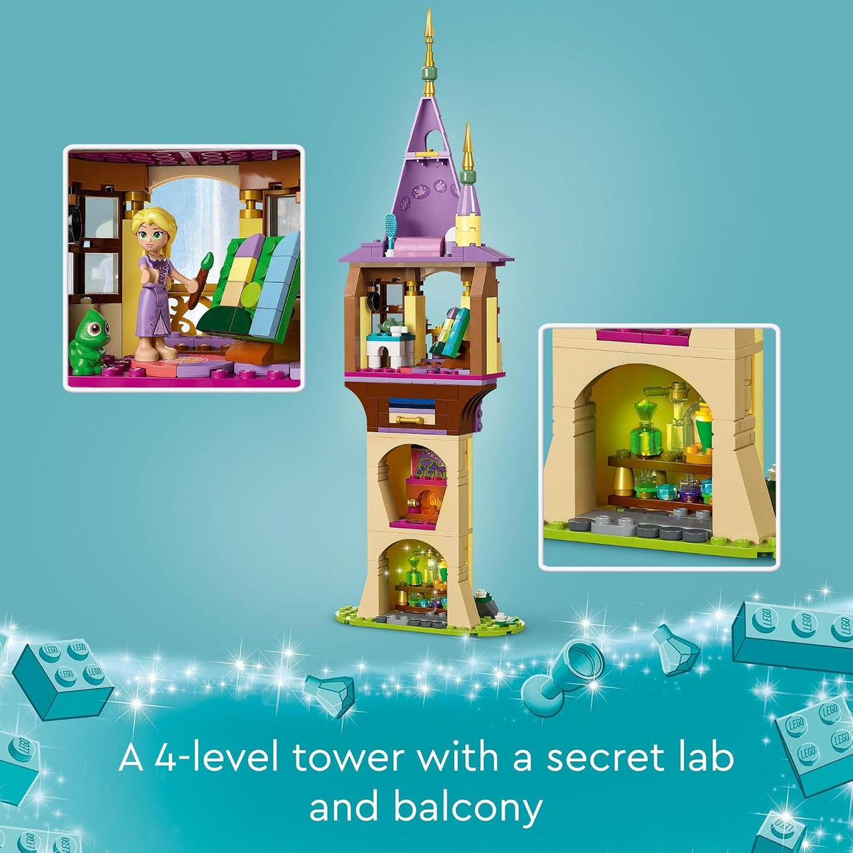 LEGO Disney Princess Rapunzel’s Tower & The Snuggly Duckling Tangled Building Toy with Flynn Rider and Mother Gothel Mini-Dolls, Disney Princess Toy, Fun Gift for Girls and Boys Ages 6 Plus, 43241