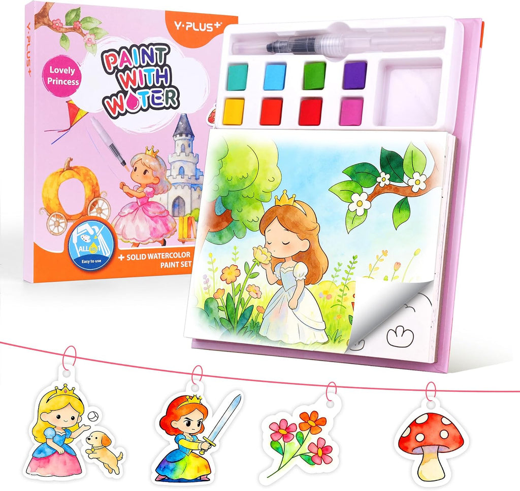 YPLUS Watercolour Activity Book with 8 Paint Colours — Princess