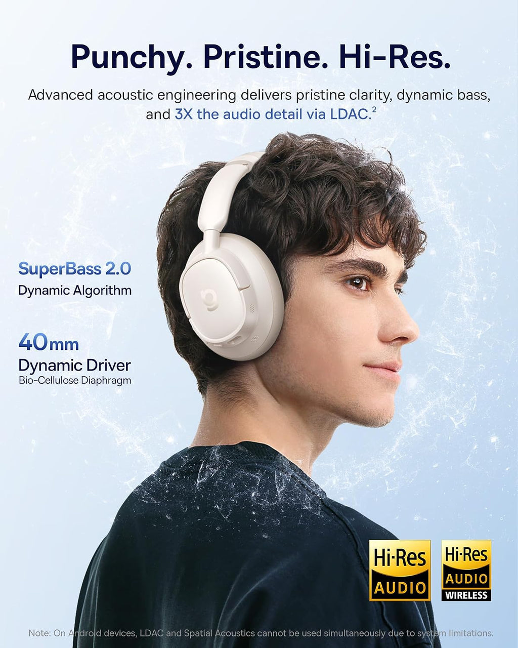 Baseus Bass BH1 NC Noise-Cancelling Headphones — White