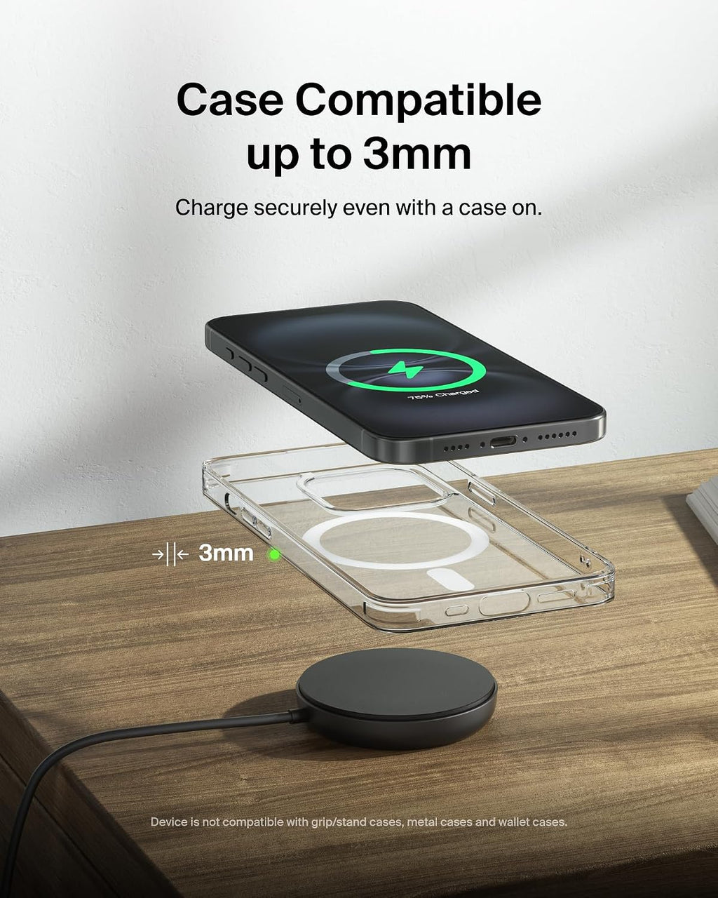 Belkin Magnetic Wireless Charging Pad 15W w/Pop-Up Stand - MagSafe-Compatible Qi2-Certified Wireless Charger for iPhone 16 Series, Samsung Galaxy S25 Series, AirPods