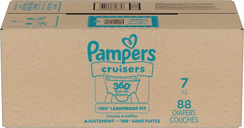 Pampers Diapers Size 7, 88 Count - Pull On Cruisers 360° Fit Disposable Baby Diapers with Stretchy Waistband, (Packaging & Prints May Vary)