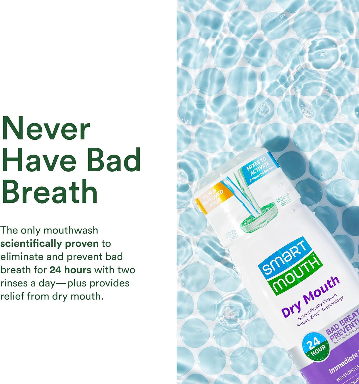 SmartMouth Dry Mouth Zinc Activated Mouthwash, Mint, 16 fl oz, 2-Pack — additional product view 5