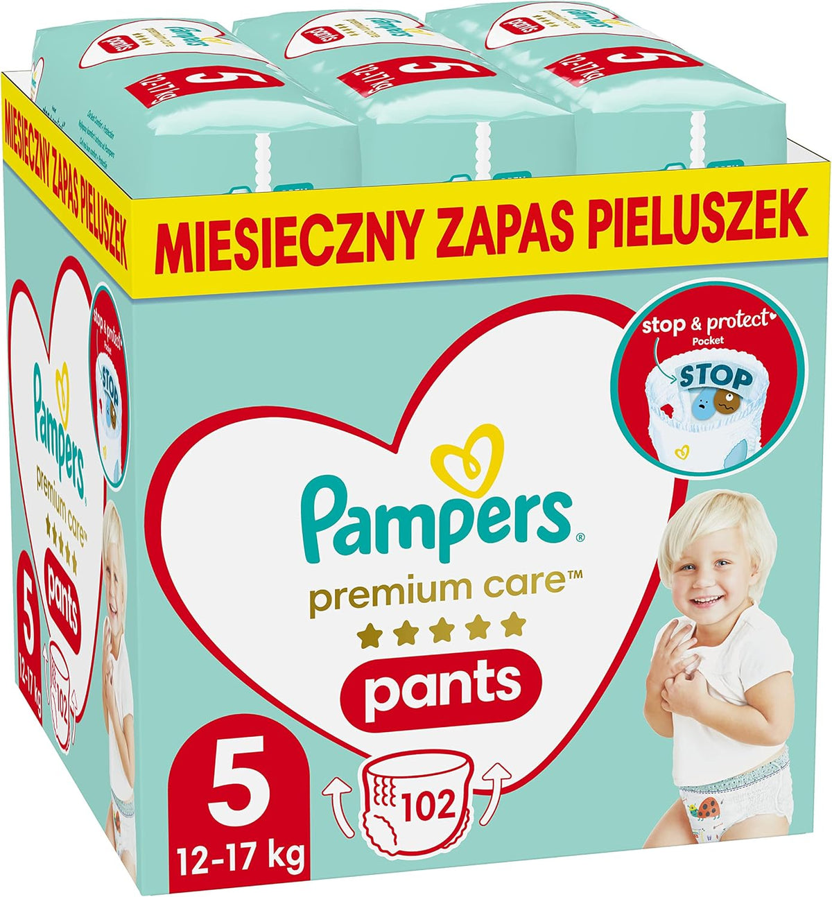 Pampers Pants Nappies Size 5 (12-17 kg), Pack of 102, Monthly Packaging, Best Protection, Care and Comfort Pampers Nappies