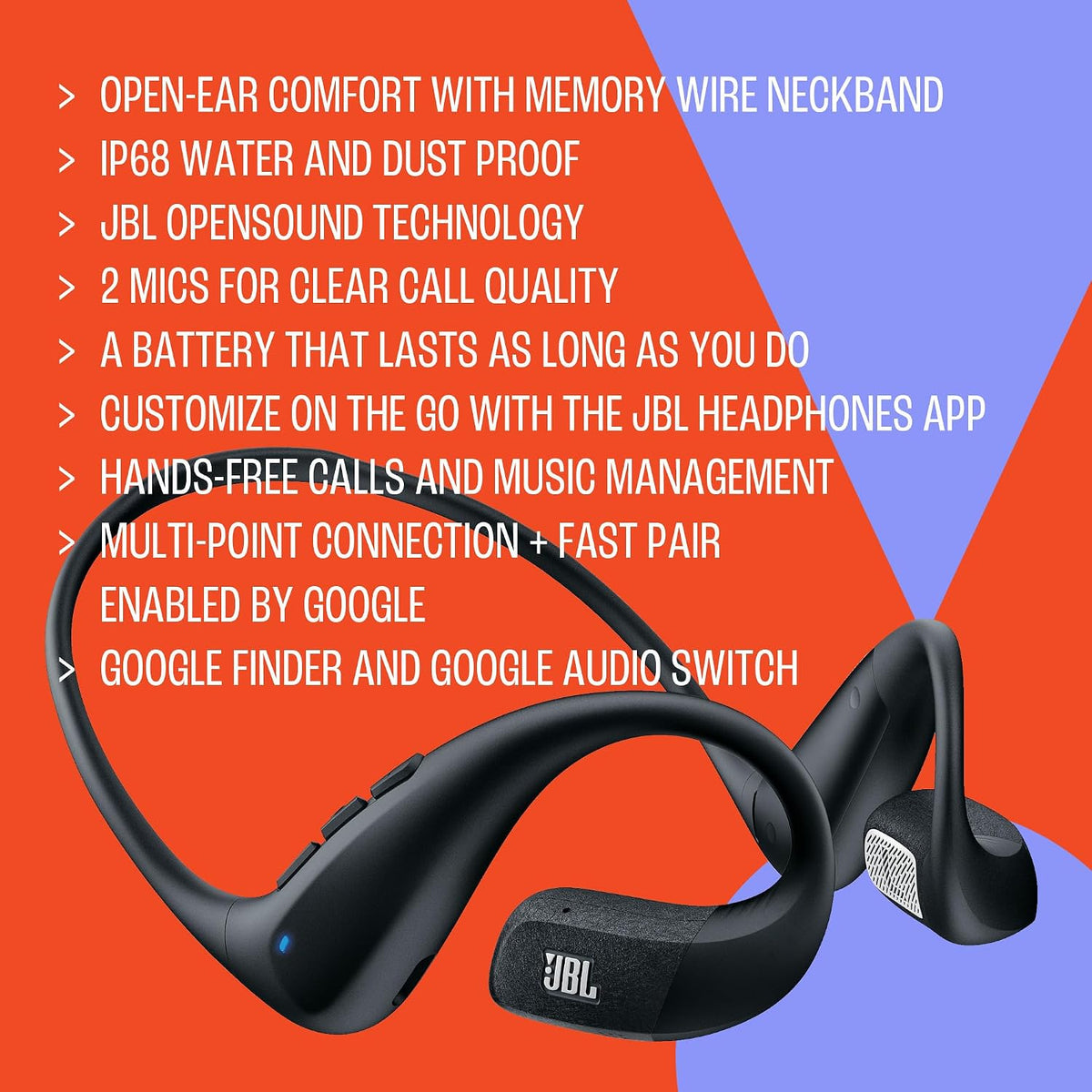 JBL Endurance Pace Open-Ear Sports Headphones — Black/Grey