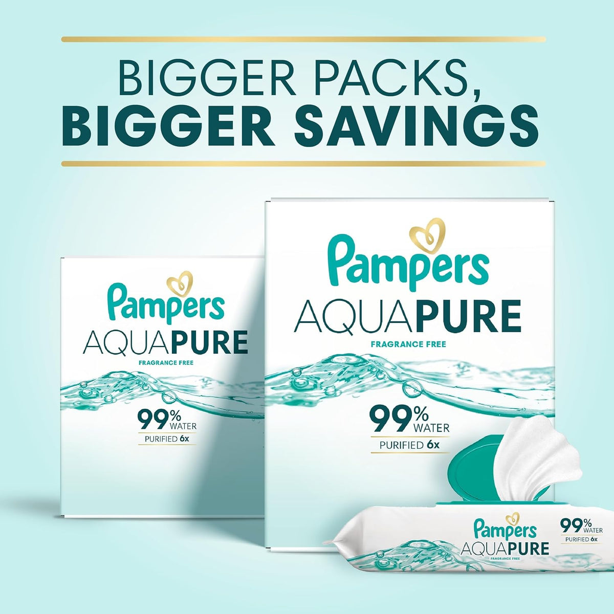 Pampers Aqua Pure Sensitive Baby Wipes, 99% Water, Hypoallergenic, Unscented (896 Count, 16 Flip-Top Packs)