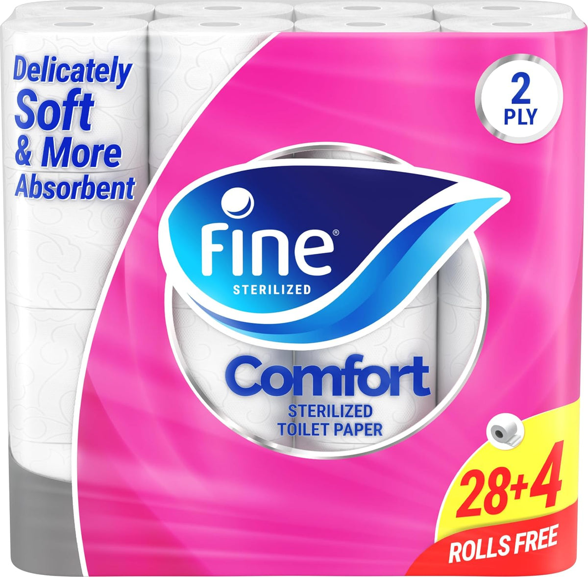 Fine Comfort Toilet Tissues Paper 32 Rolls, 180 sheets x 2 Ply — additional view 2