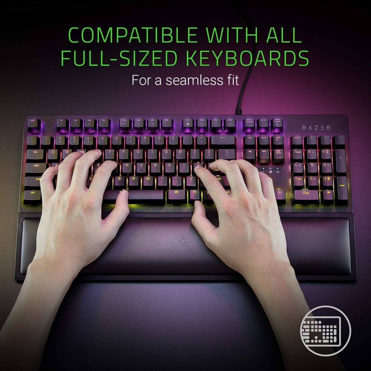 Razer RC21-01470200-R3M1 Plush Leatherette Wrist Rest Cushion for Full-Sized Keyboards - Black — product image 5