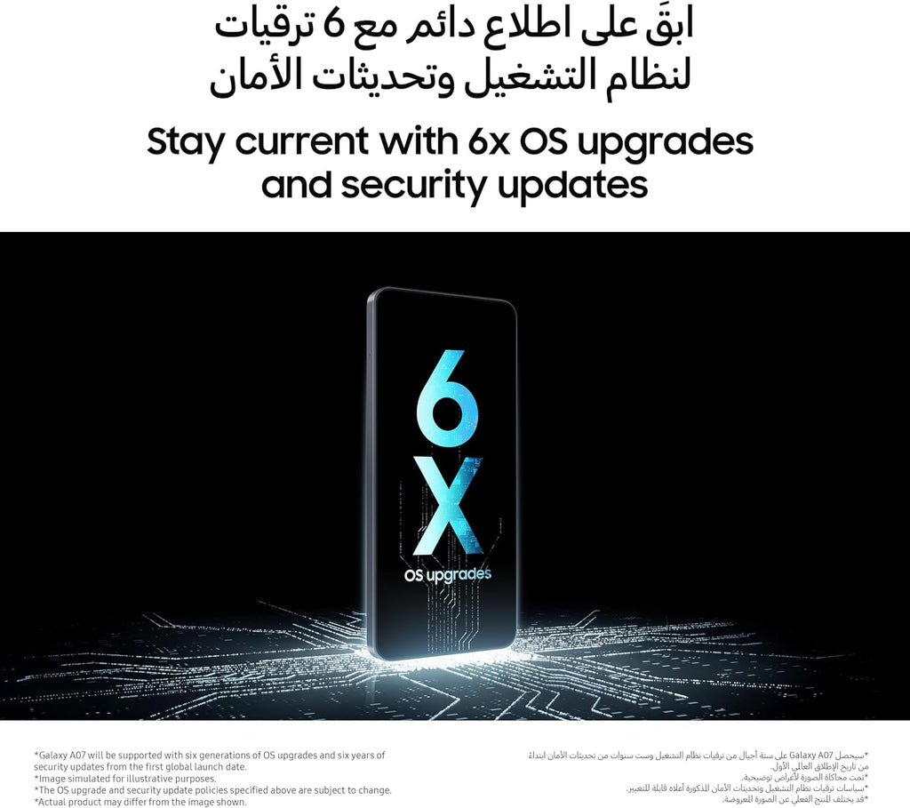 Samsung Galaxy A07 LTE, Android Smartphone, 128GB Storage, 4GB RAM, Green, 6x OS Upgrades, Large Display, 6nm Processor (UAE Version)