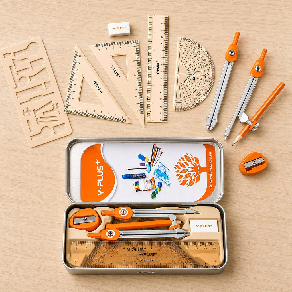 YPLUS Geometry Set with Storage Tin — 11 Pieces