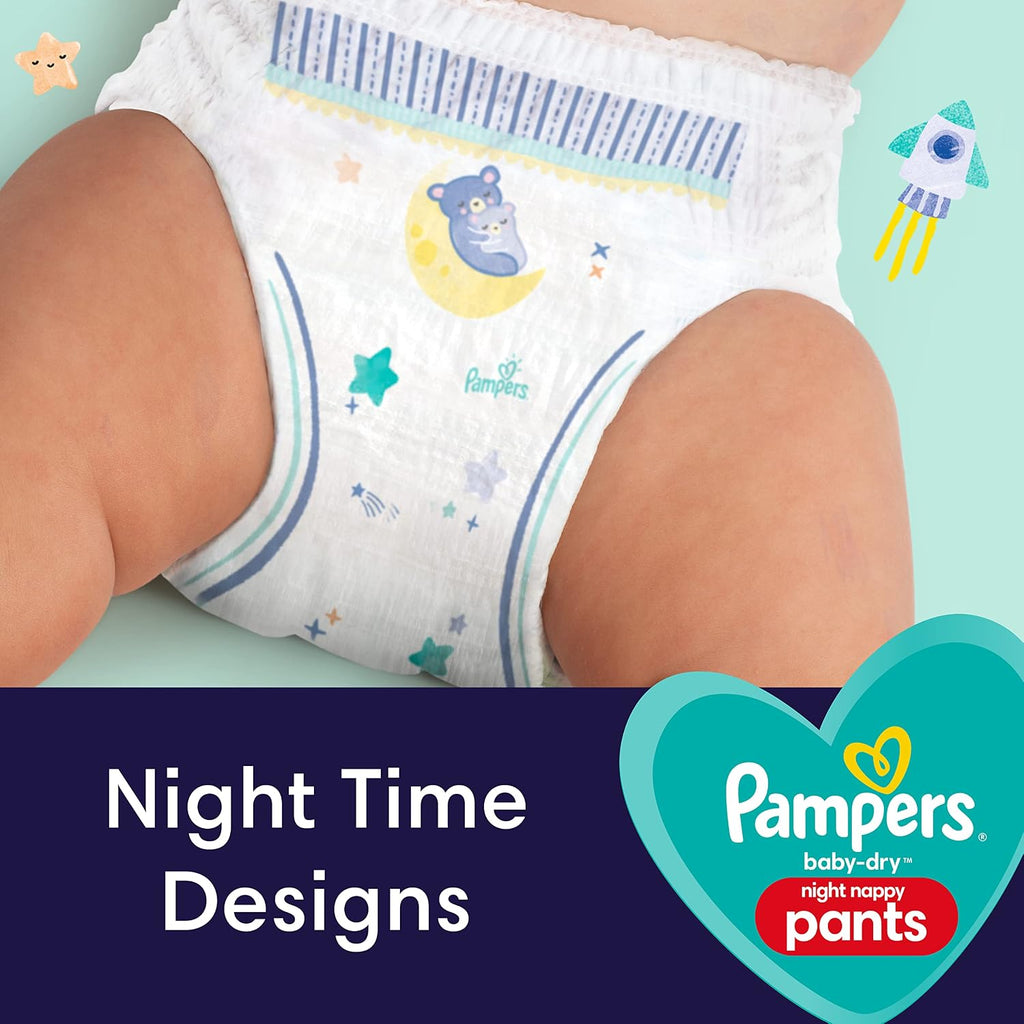 Pampers Nappy Pants Size 4 (9-15 kg / 20-33 lbs), Baby-Dry Night, 156 Nappies, MONTHLY BOX, Extra Protection All Night Long, Pull Ups