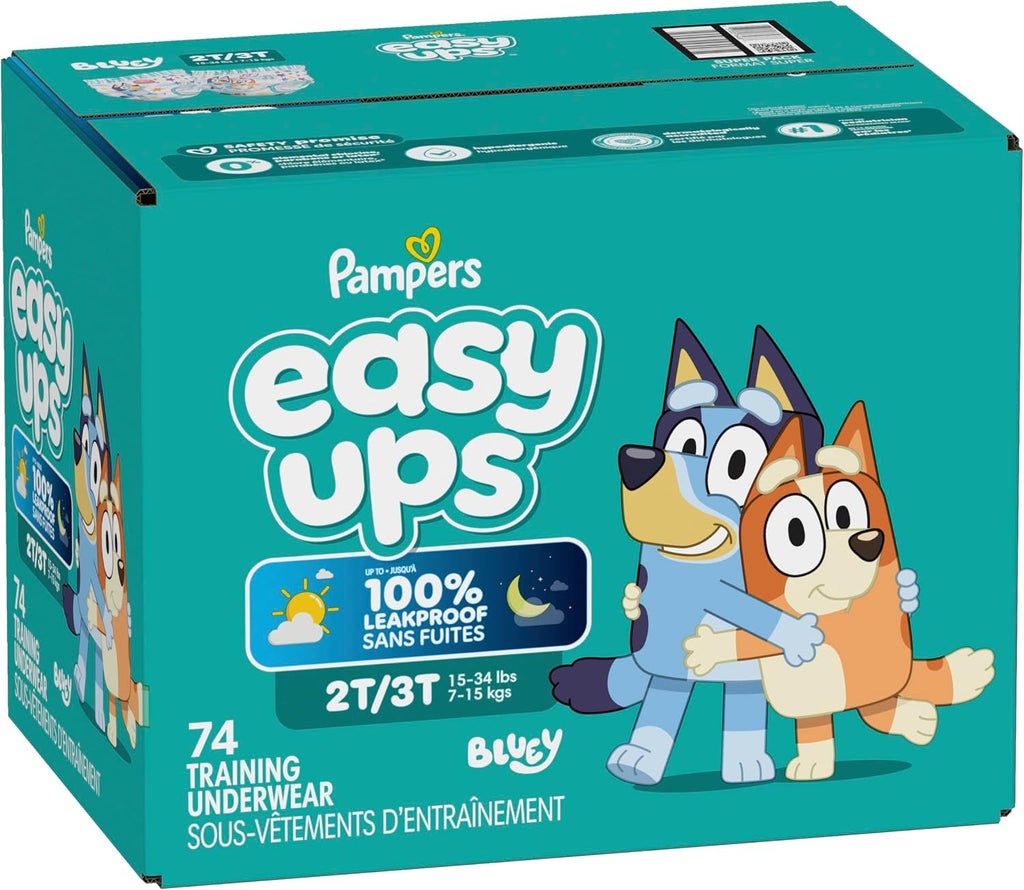 Pampers Easy Ups Training Pants Boys and Girls, Size 4 (2T-3T), 74 Count, Super Pack