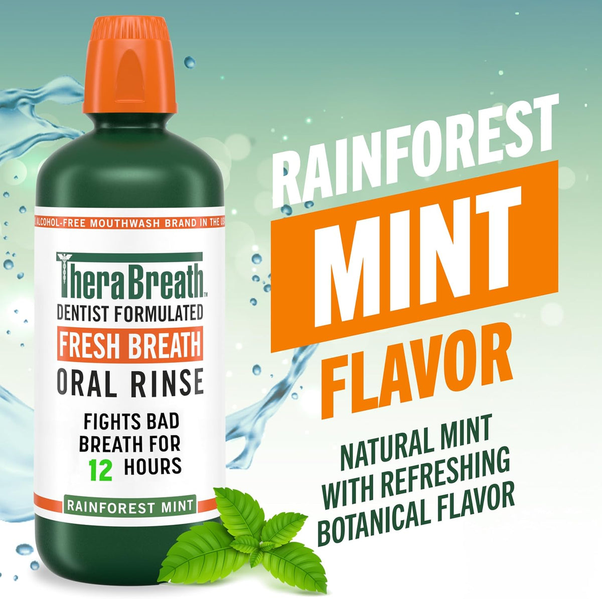 TheraBreath Fresh Breath Mouthwash, Rainforest Mint, 1 L — additional product view 4