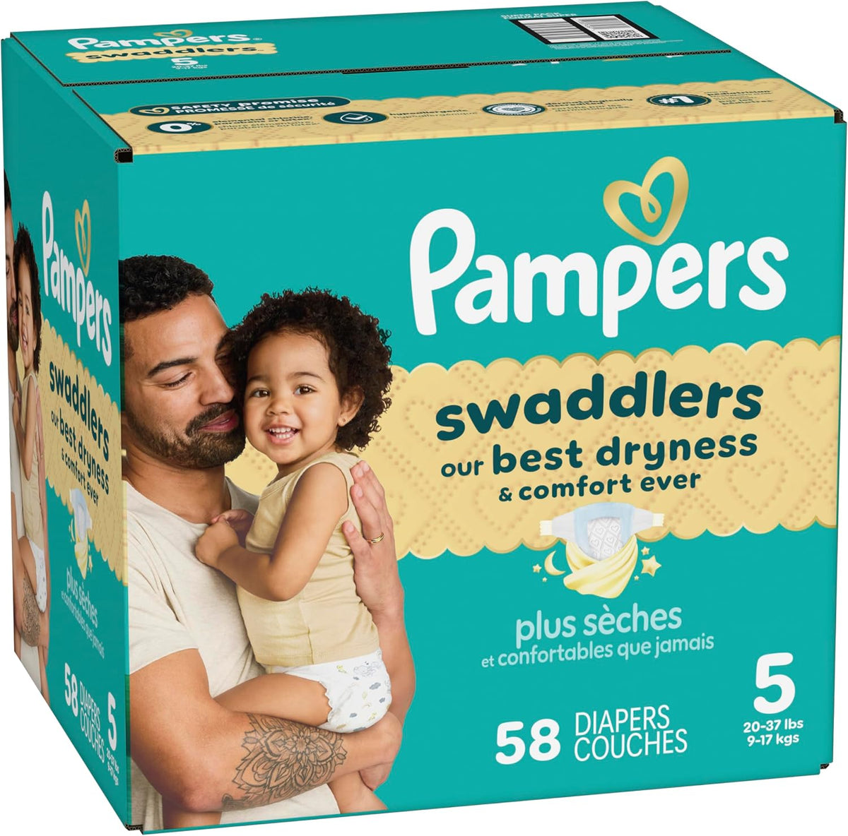 Diapers Size 5, 58 Count - Pampers Swaddlers Disposable Baby Diapers, Super Pack
