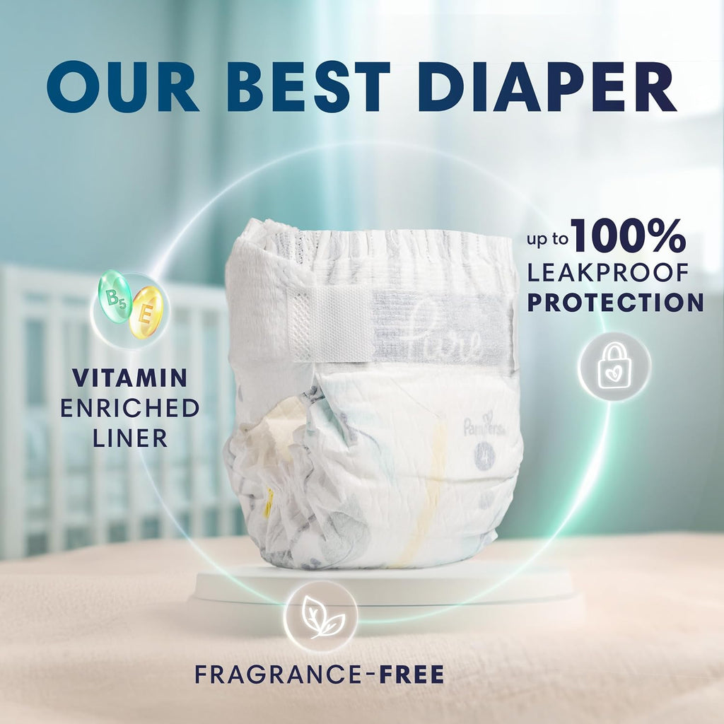 Pampers Pure Protection Diapers - Size 6, 72 Count, Hypoallergenic Premium Disposable Baby Diapers
