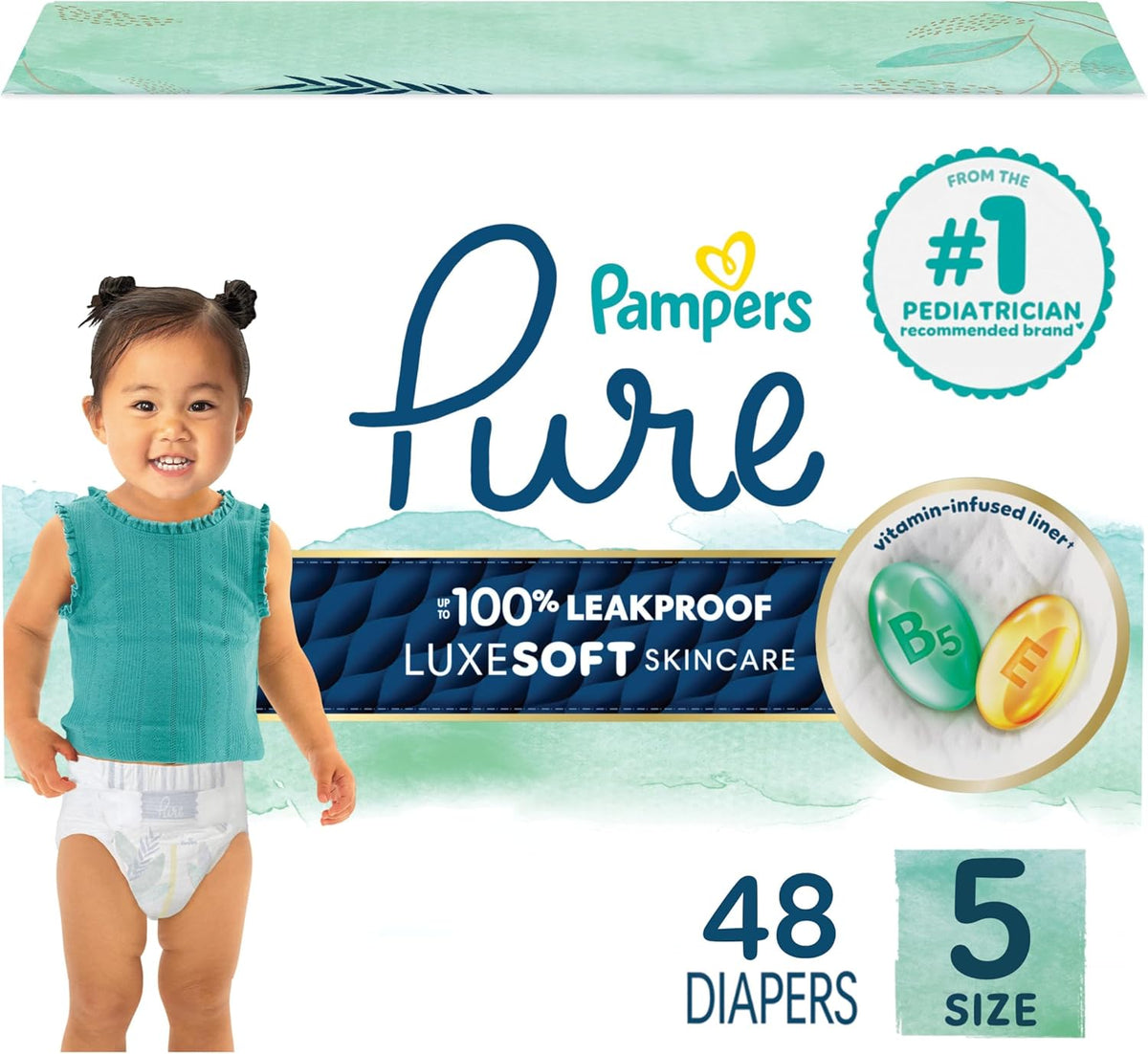 Pampers Pure Protection Diapers Size 5, 48 count - Disposable Diapers