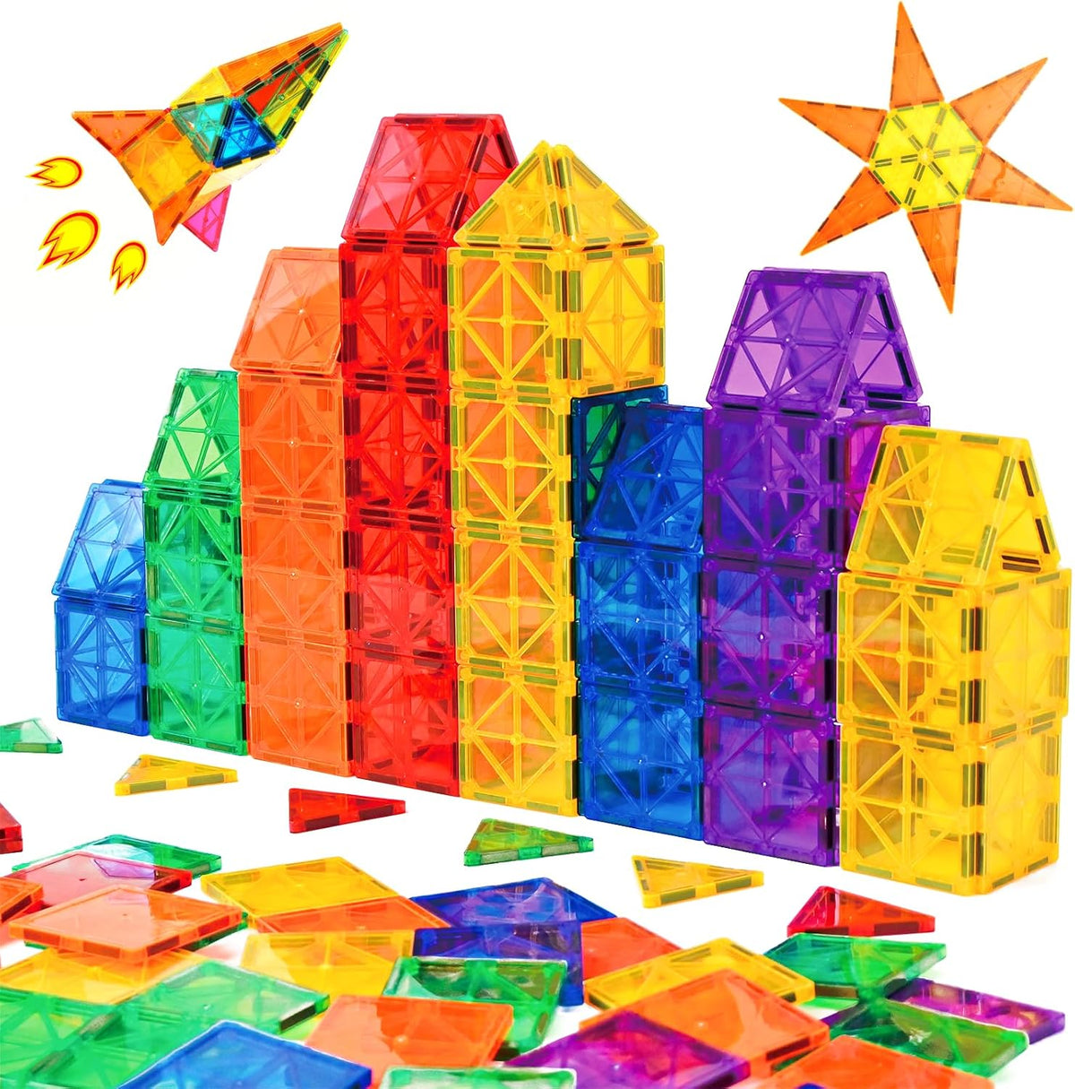 Gemmicc Magnetic Tiles Building Set — 55 Pieces