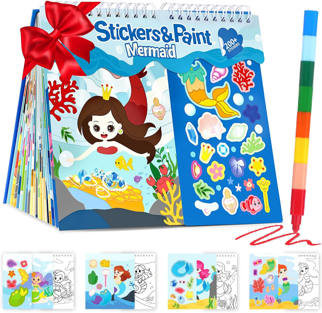 YPLUS Sticker & Paint Activity Book — Mermaid