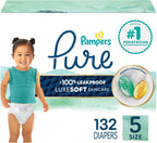 Pampers Diapers Size 5, 132 Count - Pure Protection Disposable Baby Diapers, Hypoallergenic and Unscented Protection (Packaging & Prints May Vary)