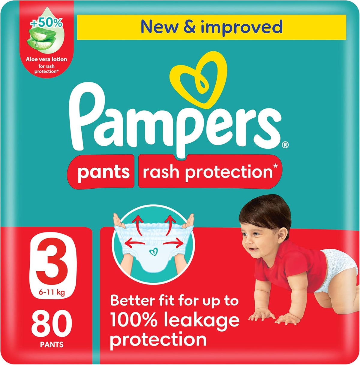 Pampers Rash Protection Culotte Pants Diapers 6-11kg Size 3 Giant 80 Count