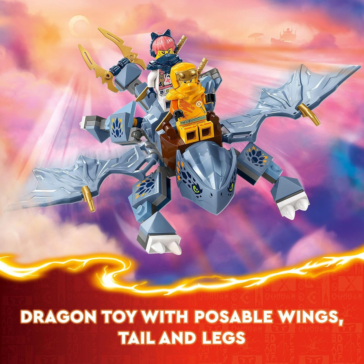 LEGO Ninjago Young Dragon Riyu Toy with 3 Mini Ninja Figures for Role Play, Kids Construction Model Kit, Gift for Boys and Girls Ages 6 and Up 71810