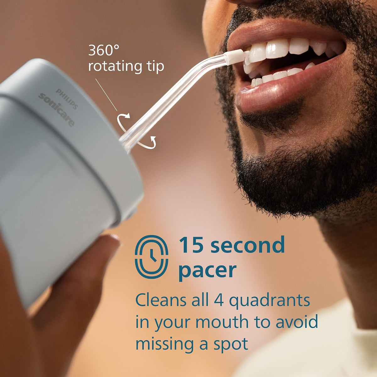 Philips Sonicare Compact Flosser 1000, Portable Water Flosser with 3 Flossing Modes, IPX7 Waterproof Oral Irrigator, Travel Friendly, Blue, Model HX3333/24 — Blue