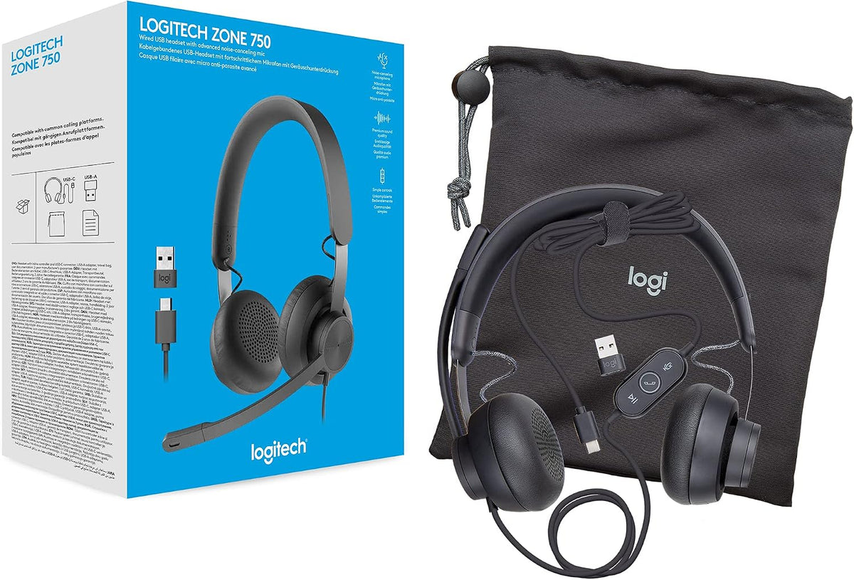 Logitech Zone 750 Wired Headset — Graphite